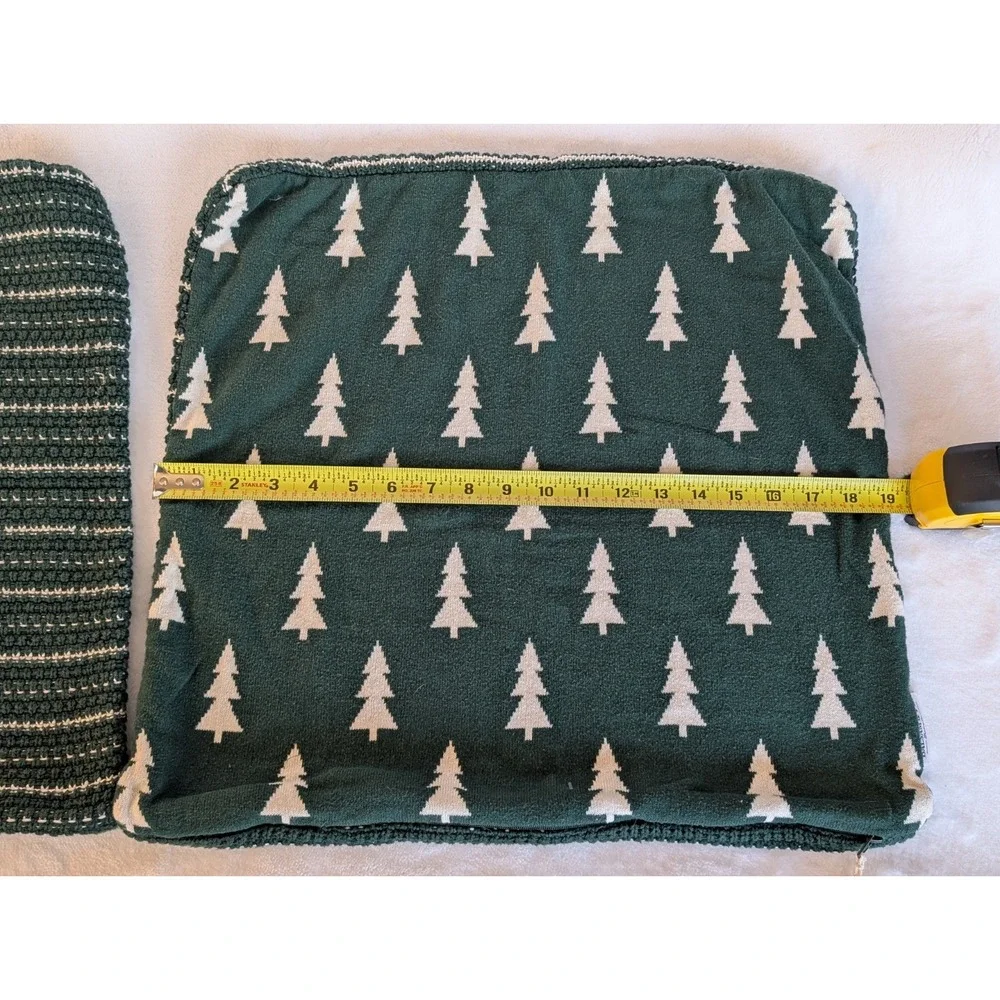 Balsam & Fir Christmas Tree Reversible Pillow Covers Knit Green 18x18 Decor‎